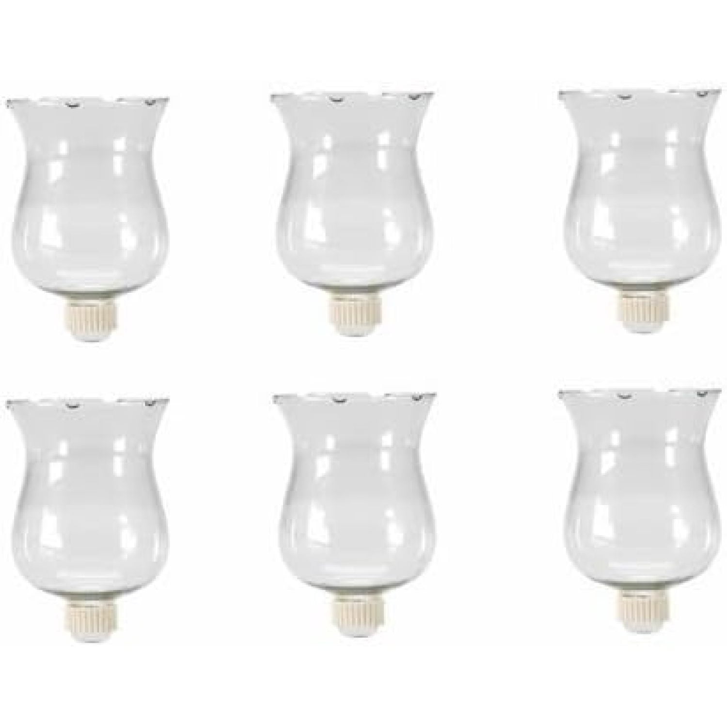 6 Large Clear Glass Votive Candle Holder Cups With Rubber Covered Peg