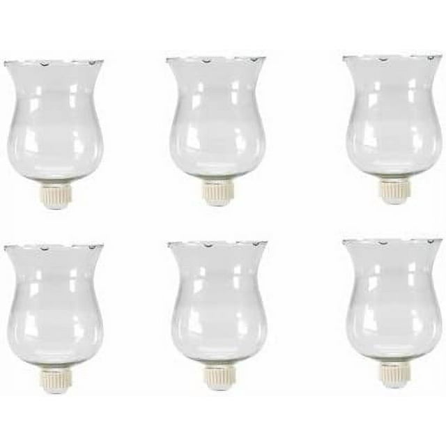 6 Large Clear Glass Votive Candle Holder Cups With Rubber Covered Peg
