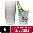thumbnail image 1 of 6 Large Disposable Ice Bucket - 96 oz. Plastic Ice Bucket -Gold Glitter, 1 of 9