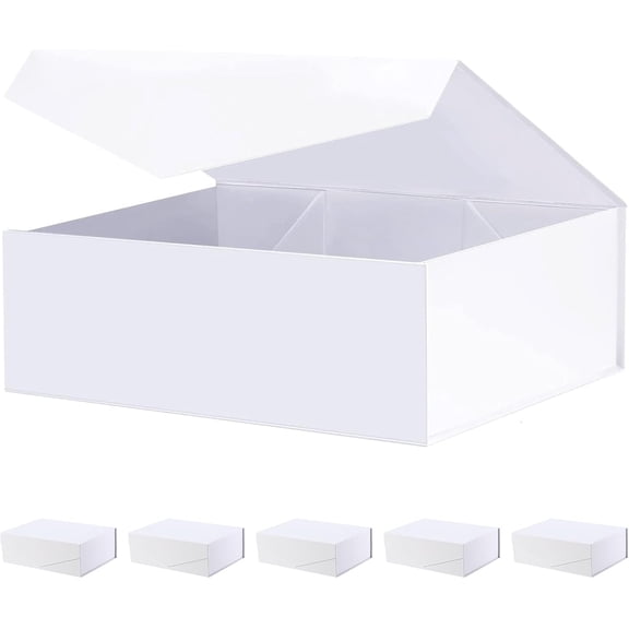 6 Large Matte White Magnetic Gift Boxes 11.5 x 8.1 x 3.8 Inches with Lids