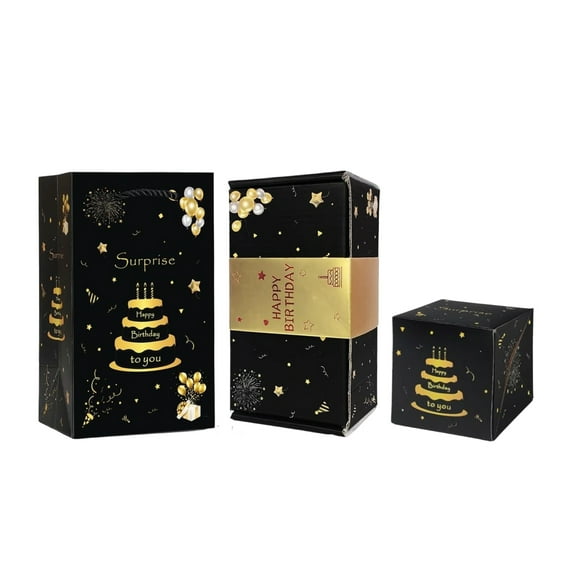 6 Layer Birthday Surprise Jump Box Set, With 1 Gift Bag, 1 Wrapping Card, 1 Surprise Gift Box & 6-20 Small Explosion Boxes, For Birthday Party Decorations, Birthday Gift Giving