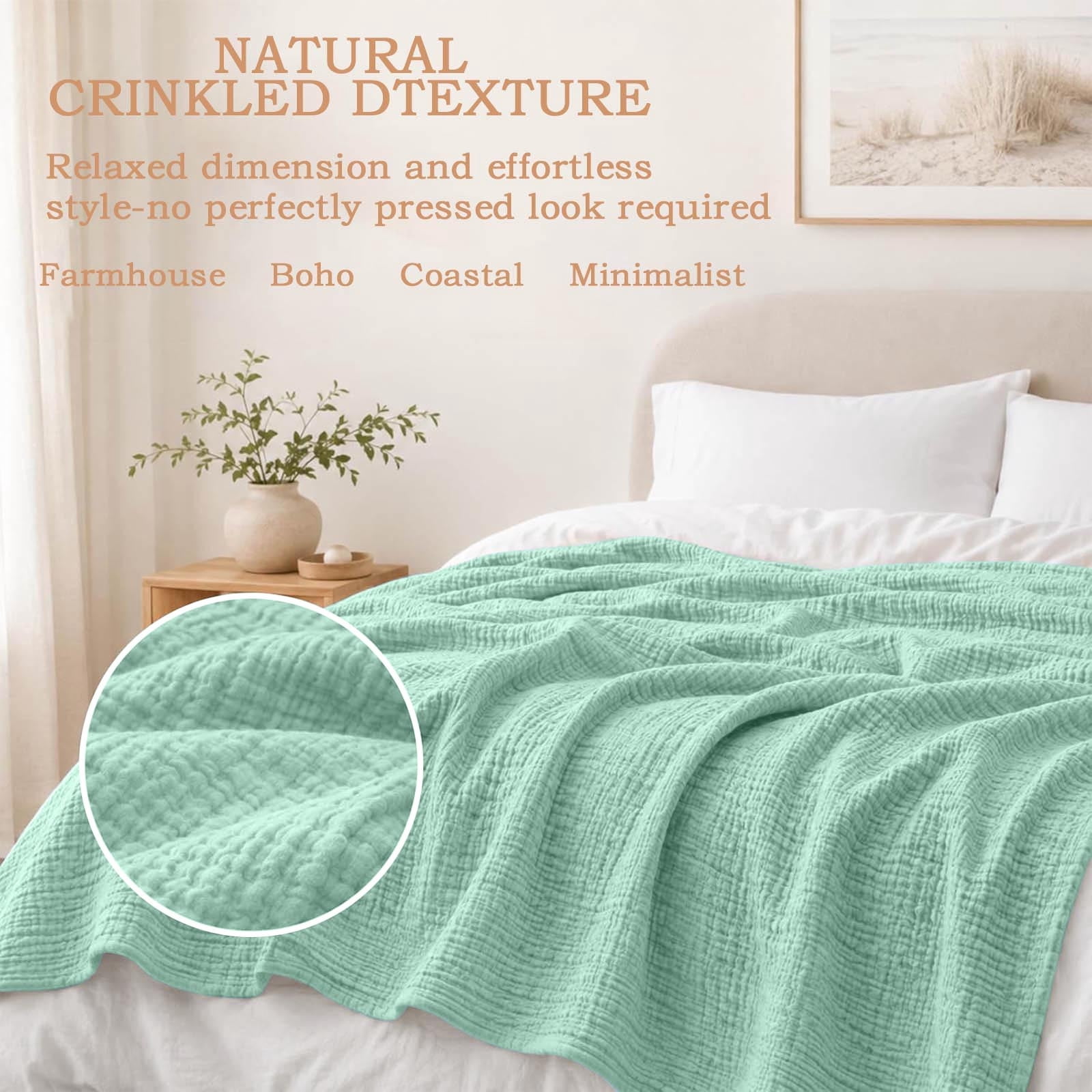 Sofa Layering 6 Layer Cotton Muslin Gauze Blanket Breathable All Season Bed Blanket ...