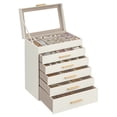 thumbnail image 1 of 6-Layer Jewelry Organizer with Glass Lid, 5 Drawers, Modern Design, Cloud White & Gold, 1 of 9