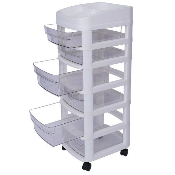 6-Layer Kitchen Rolling Cart Storage Cabinet Trolley Laundry Room W/Drawer+4 Universal 34.2"H X 14.1"D X 11.8" W for Kitchen, Bathroom, Bedroom