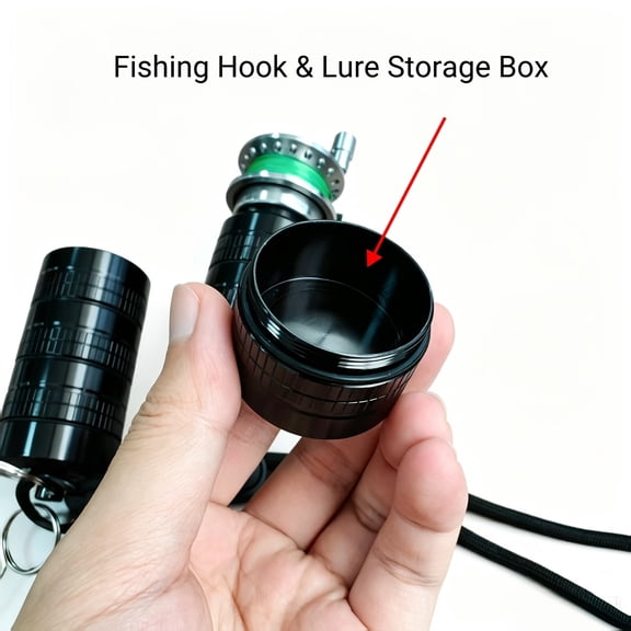 6-Layer All Metal Mini Fishing Lure Rod Box, Modular Combinable Fishing Tackle Storage Case with Aluminum Alloy Front Reel, Multi-Layer Organizer for Fishing Tools & Baits