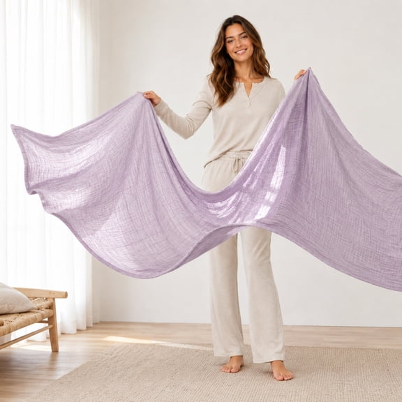 6 Layer Muslin Cotton Throw Blanket, Breathable All Season Temperature Control, Washes Softer Over Time Gentle For Sensitive Skin, Lightweight Couch Bed Sofa Cuddly Blanket For Adult Baby