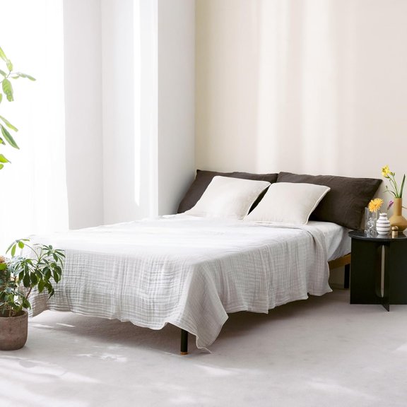 6-Layer Muslin Throw Blanket for Bed, Breathable & Cooling, , 55"x74", Gray