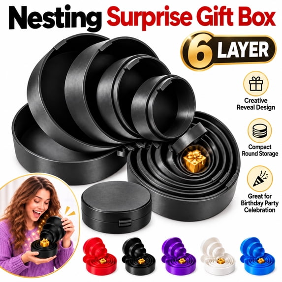 6 Layer Nesting Surprise Gift Box, 3D Printed Creative Gift Box, Multi Layer Storage Box for Birthday Party Celebration