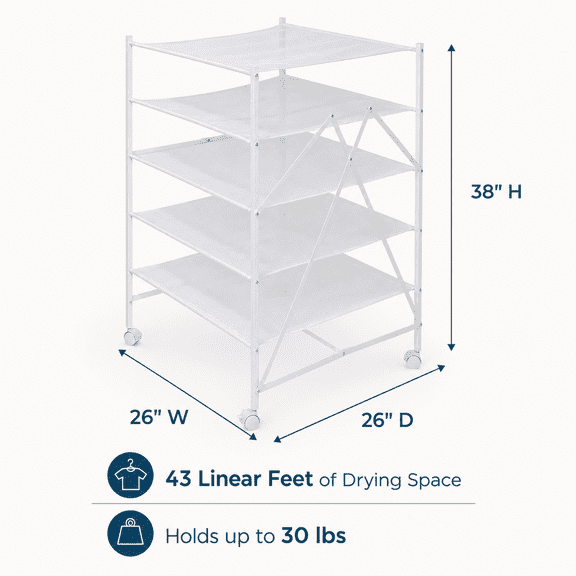 6 Layer Sweater Drying Rack Mesh Foldable,Stackable,White