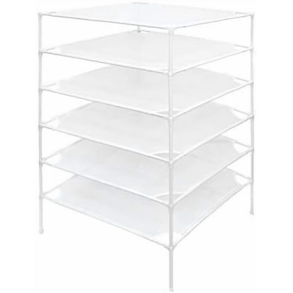 6 Layer Sweater Drying Rack Mesh Foldable,Stackable,White