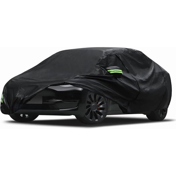 6 Layers Car Cover Custom Fit for Model Y Car Cover 2020-2024 Waterproof Full Exterior Cover Rain Snow Protection with Charging Port Ventilated Mesh Door Zipper