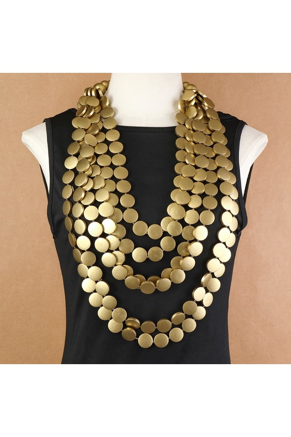 6 Layers ColorfulChunky Wooden Bib Choker Necklace for Women Statement African Jewelry Multicolor Maroon Blue Fashion Collar Necklace