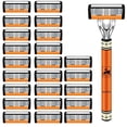 thumbnail image 1 of 6-Layers Safety Razor Set High Quality Men Razor Sharp Stainless Steel Shaving Changeable Shaver Head Blade ﻿ 1 Mens Razor Handle and 24 Refill Blades for Shaving, 1 of 6