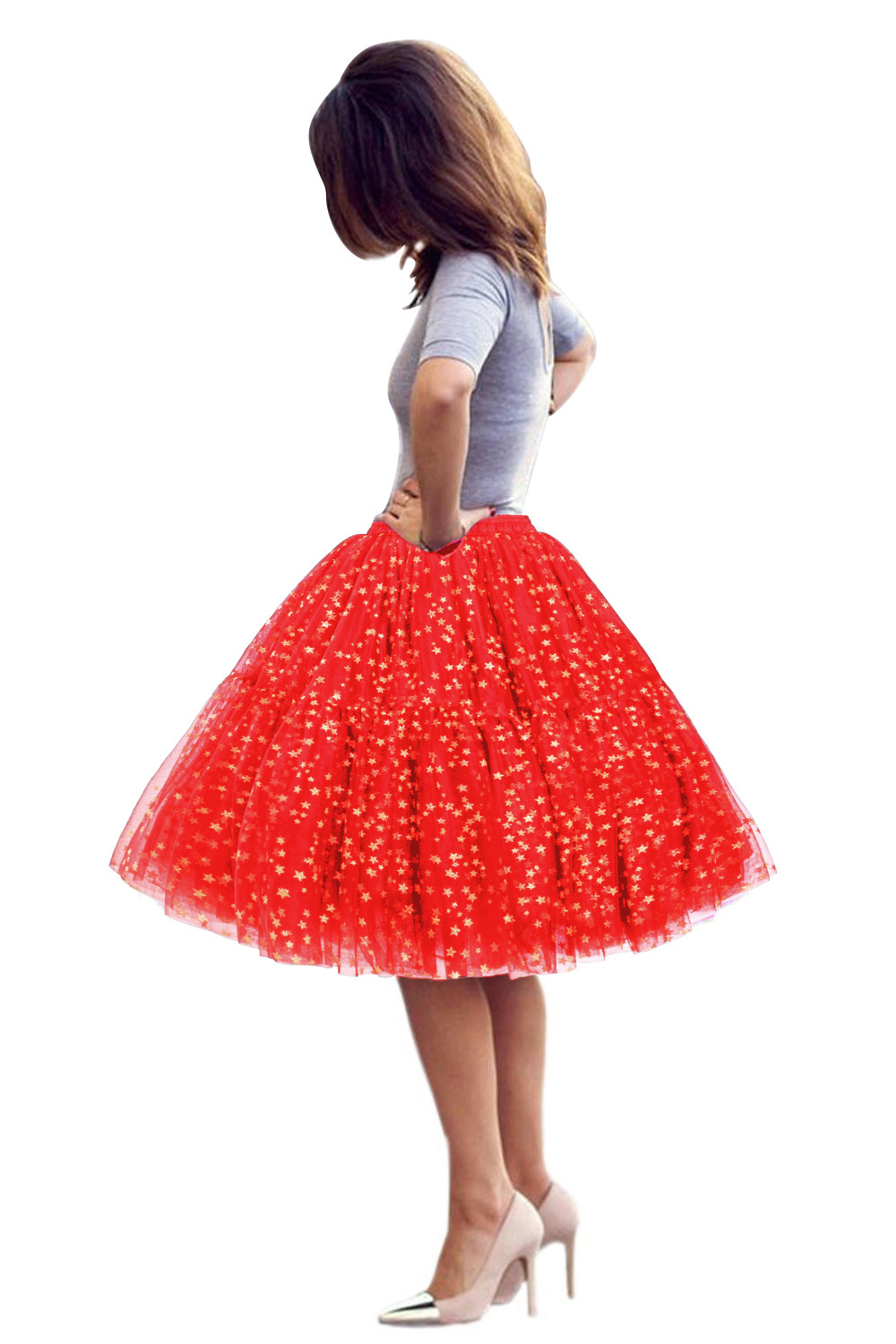 6 Layers Women Tutu Short Skirt High Waist Mesh Soft Tulle Skirt Puffy