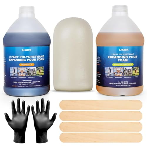 6 Lb Density Expanding Pour Foam Kit, 2 Part Liquid Urethane Closed Cell Foam for Boat Buoyancy, Flotation, Filling, Carving, Soundproofing & Void Filling, Gallon Kit