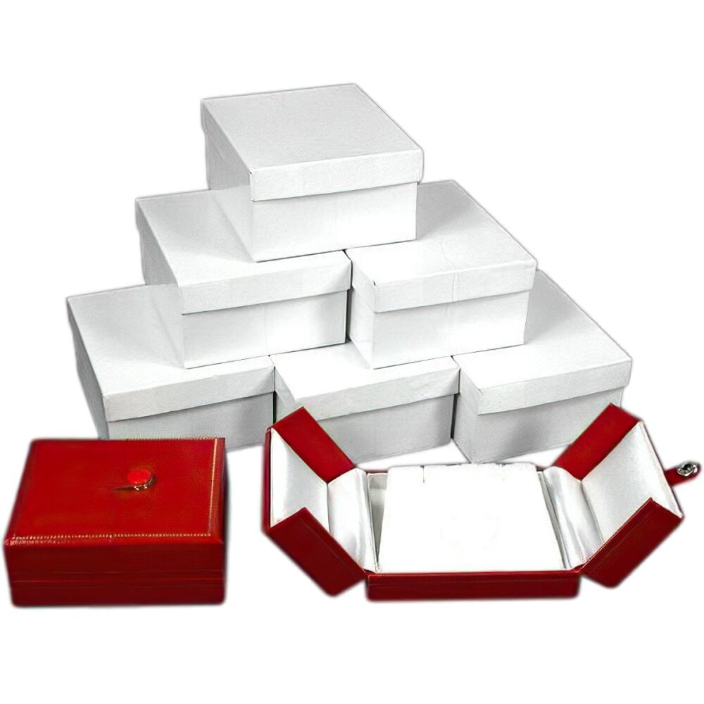 6 Leather Pendant Earring Gift Box Red Snap Lid Display - Walmart.com