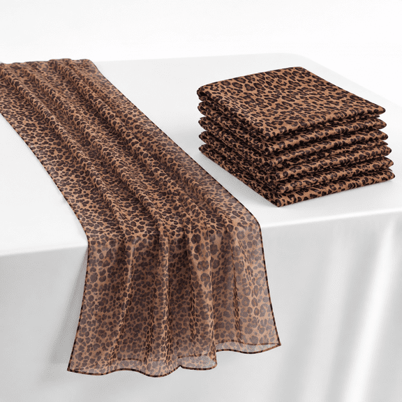 6 Leopard Table Runner Print Polyester Fabric Brown