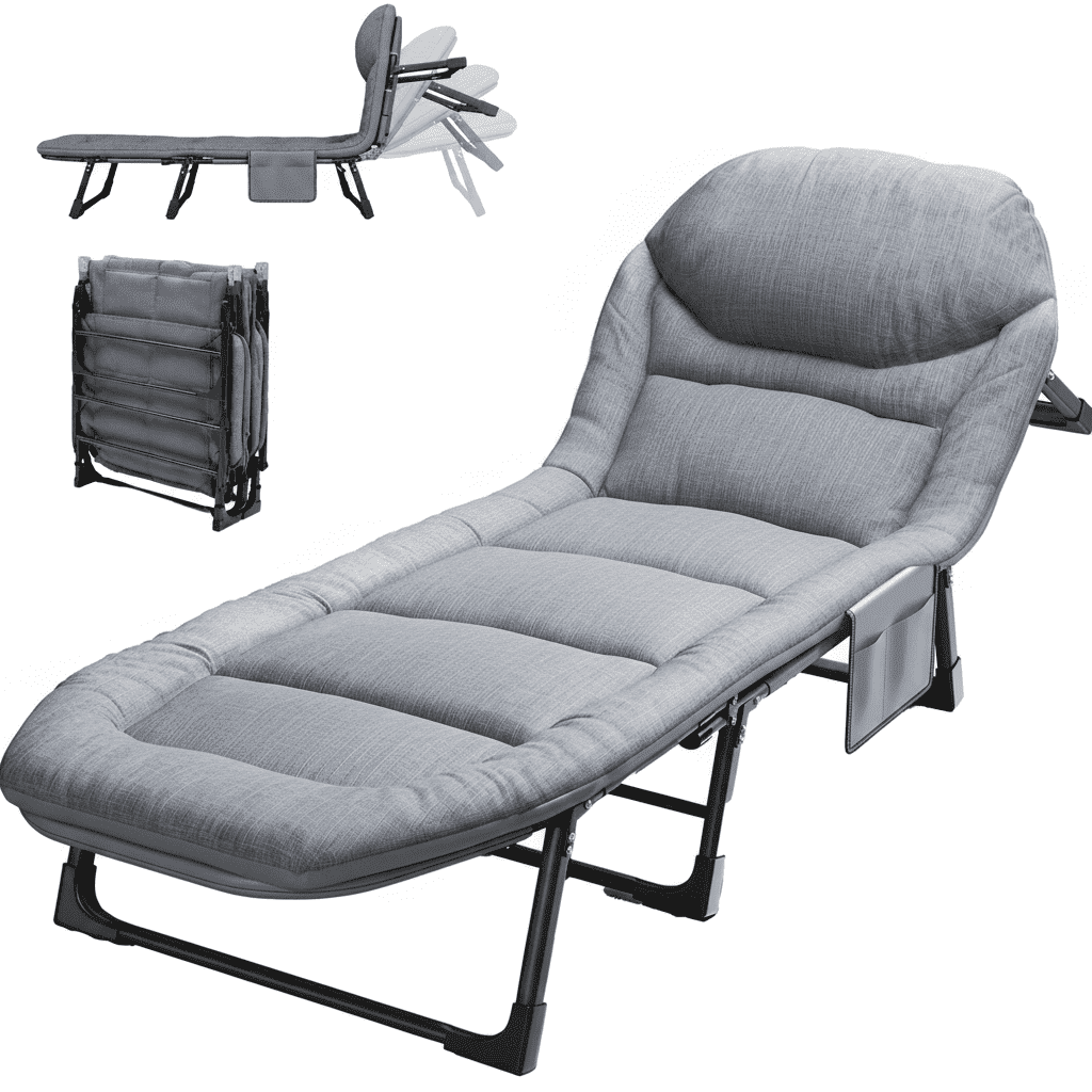 YESGAIN 6-Level Adjustable Camping Cot with Thick Cushion, 450lbs Capacity - Portable Guest Bed for Home, Camping & Office