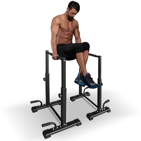 6-Level Adjustable Dip Bar Station, 1200 LBS Heavy Duty, Black