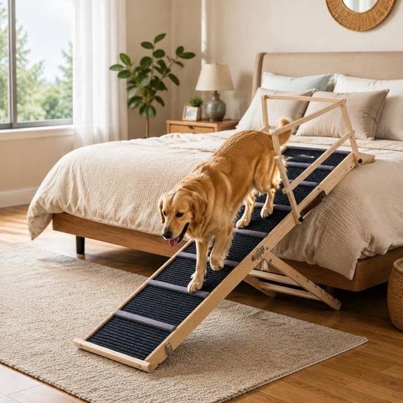 6-Level Adjustable Foldable Dog Ramp for High Bed, Couch, Car Trunk