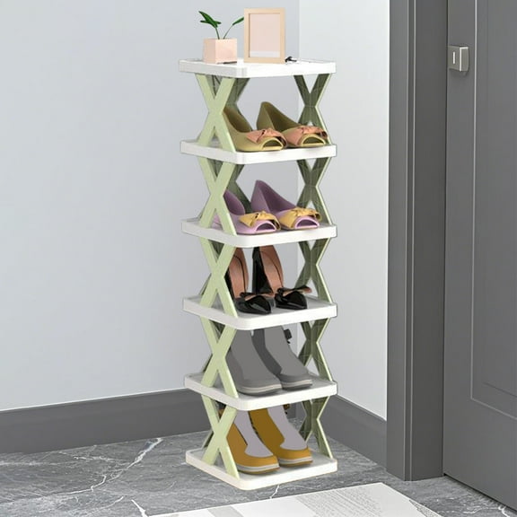 6-Level Shelf Tower (32"×10.2"×9.44"), Scandinavian Tall Storage Organizer for Books Shoes Plants - Detachable DIY Living Room Space Solution