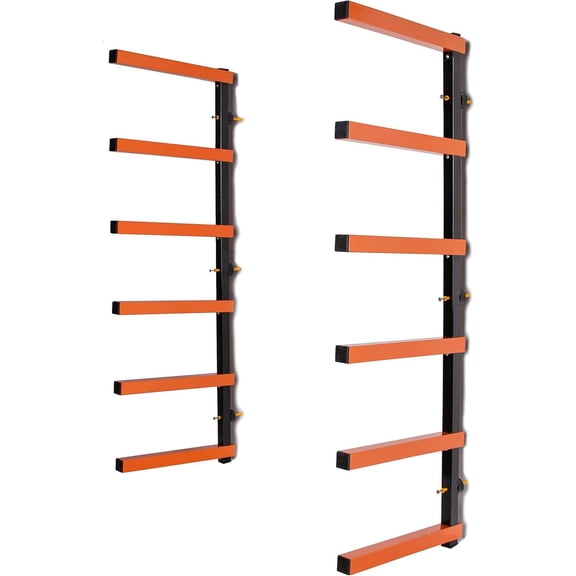 6-Level Wall-Mounted Lumber Storage Rack for Indoor/Outdoor Use  Heavy-Duty Metal, Black Finish