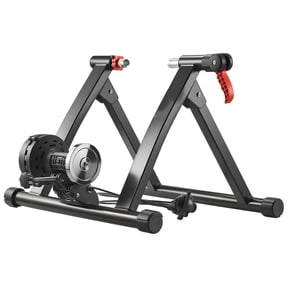 6-Level magnetism Bike Trainer, Foldable Stand for 26-29in & 700C Wheels, Quick Release & Front Riser for Indoor Use