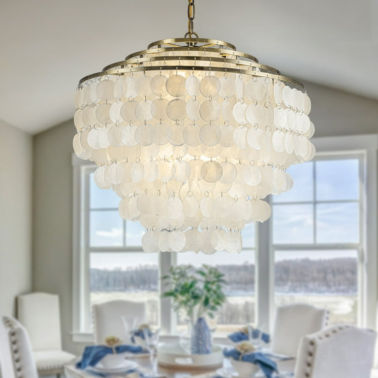 Vintage capiz shell chandelier cheap