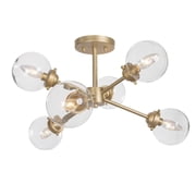 LNC 6-Light Matte Gold and Clear Glass LED Flush Mount, Bubble Modern Farmhouse Style