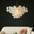 thumbnail image 1 of 6-Light 29.5" Cone Shape 5-Tier Coastal Capiz Shells Chandelier With Antique Gold Metal, 1 of 5