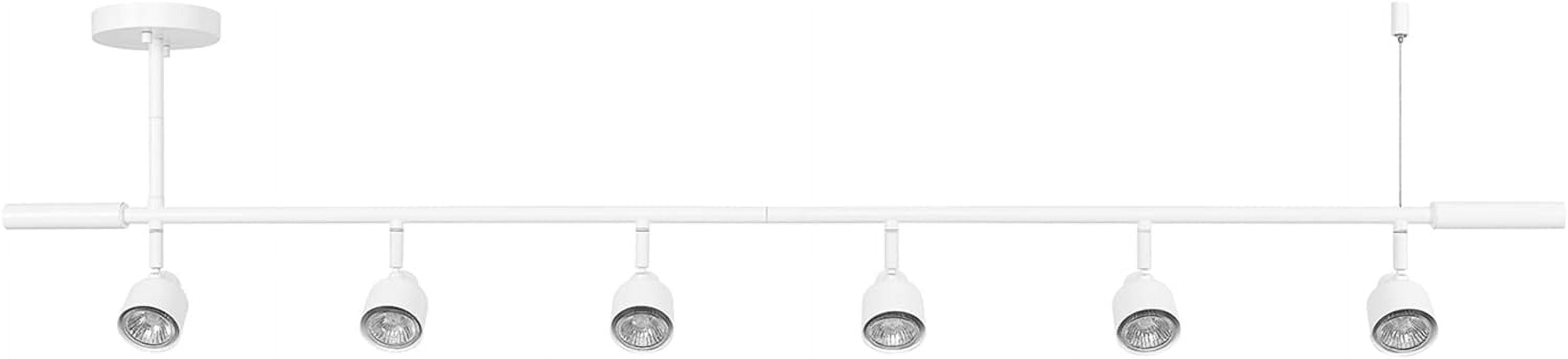 6-Light Adjustable Height Track Lighting, Matte White, Ceiling Light, Track Light Heads, Pivot Shades, Track Ceiling Light, Track Lighting Kit, 6 Bulb Kitchen Light