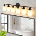 thumbnail image 1 of 6-Light Bathroom Light Fixtures, Vanity Bathroom Lights with Frosted White Glass Shades, Modern Matte Black Bathroom Wall Lamp for Mirror, 1 of 6