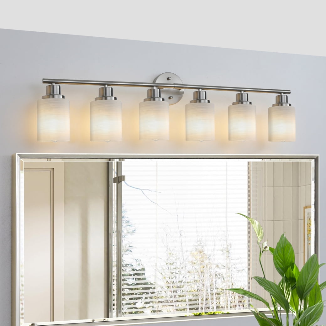 6-Light Bathroom Light Fixtures, Vanity Lights with Frosted Glass ...