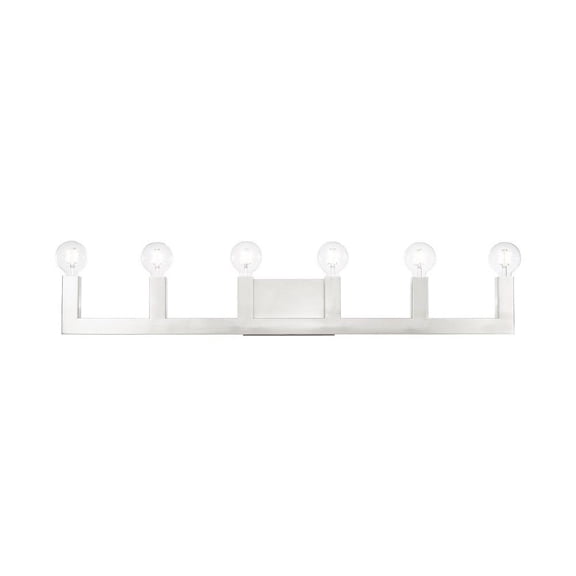 6 Light Bathroom Light in Mid Century Modern Style 43.5 inches Wide By 5.63 inches High-Brushed Nickel Finish Bailey Street Home 218-Bel-4188762