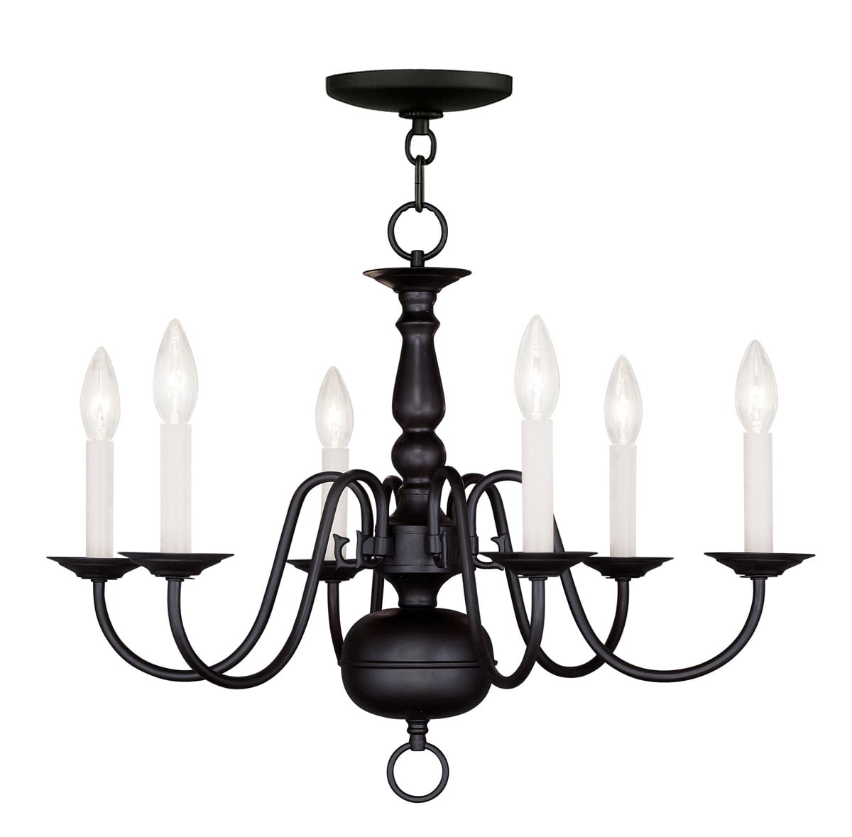 Colonial Elegance 6-Light Bronze Candelabra Chandelier