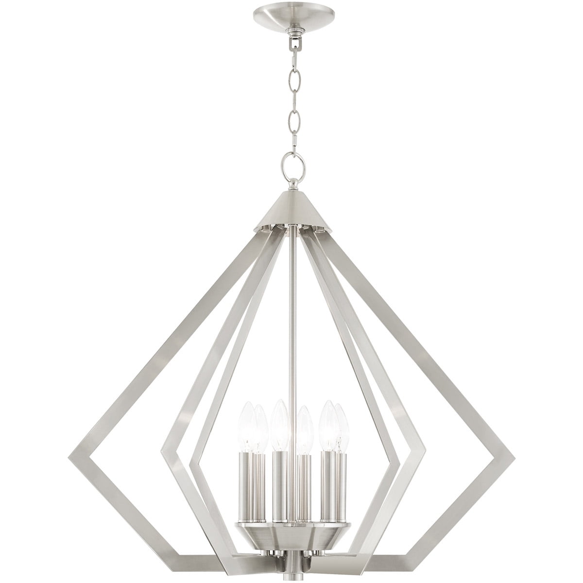 6 Light Brushed Nickel Chandelier with Steel base material