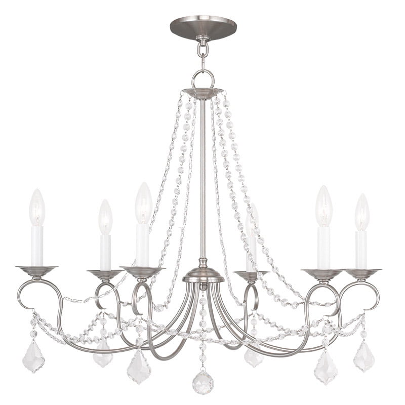 6 Light Brushed Nickel Chandelier with Steel base material
