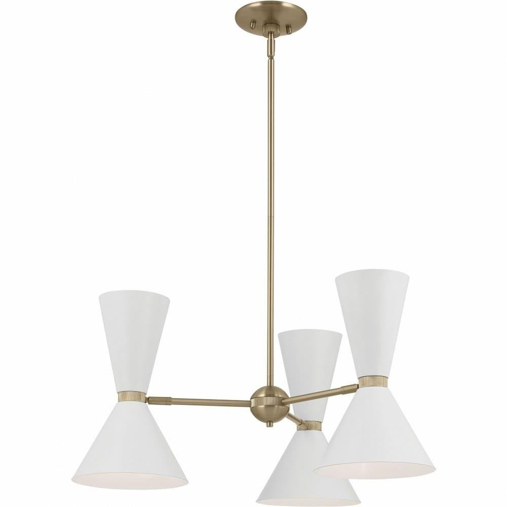 6 Light Chandelier-13.5 inches Tall and 30.75 inches Wide-Champagne Bronze/White Finish Bailey Street Home 147-Bel-5016830