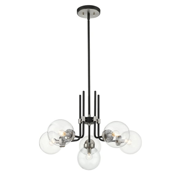 6 Light Chandelier Frame Finish Matte Black   Brushed Nickel