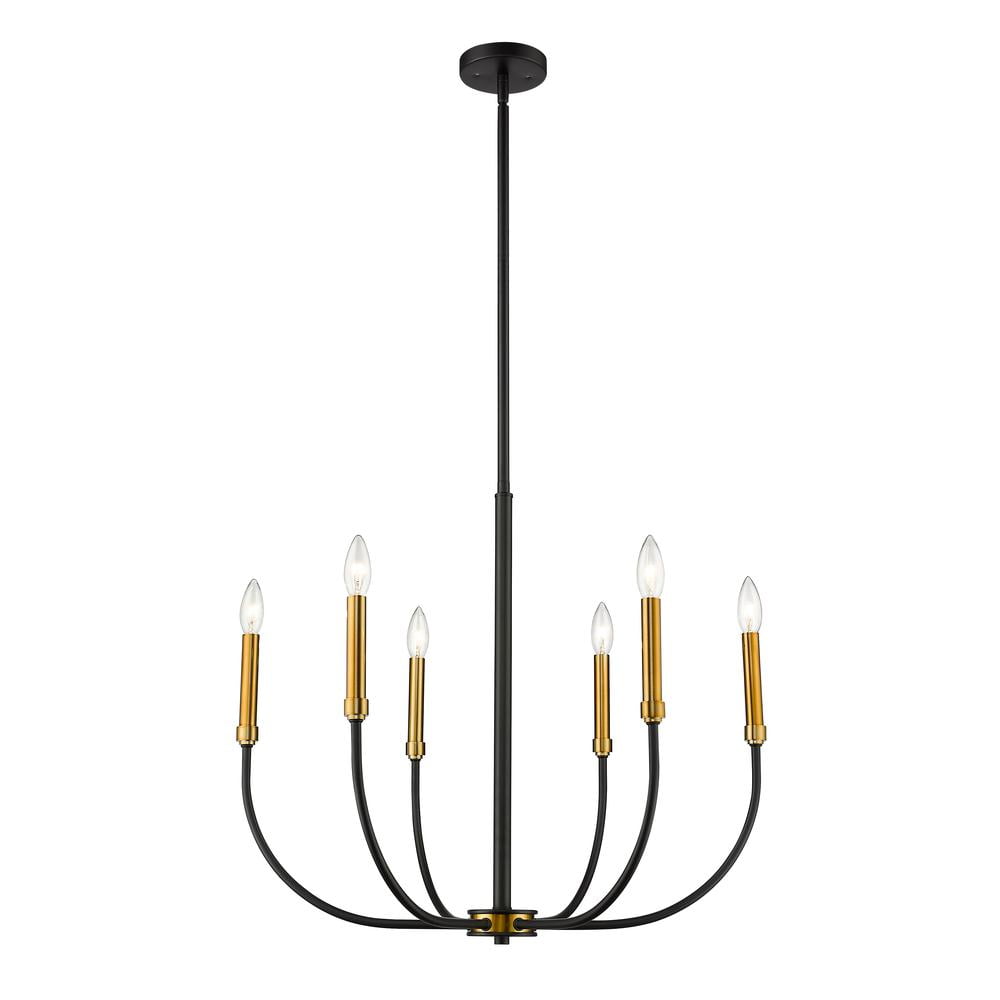 Haylie 106.25" Brass and Black Steel 6-Light Chandelier