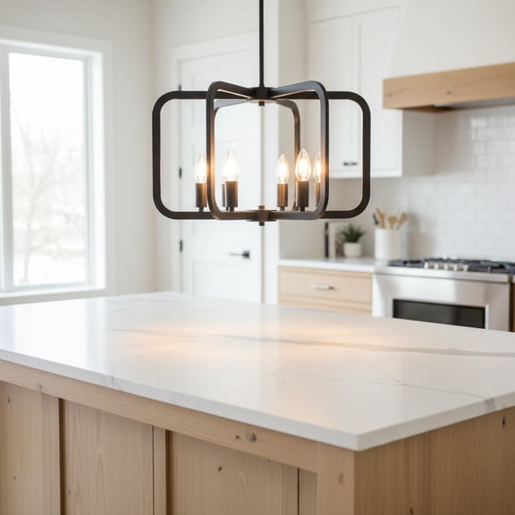 6 Light Chandelier Industrial Ceiling Light FarmhouseBlack Lantern Light Fixture