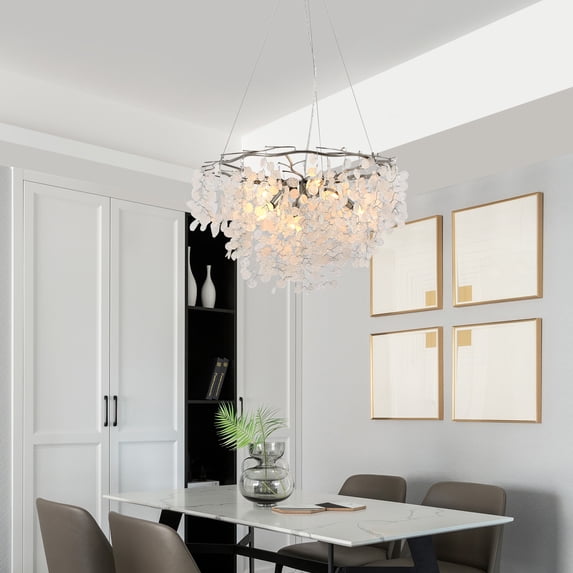 ARC USA Modern 6-Light Chandelier Textured Glass Brushed Nickel Chandeliers