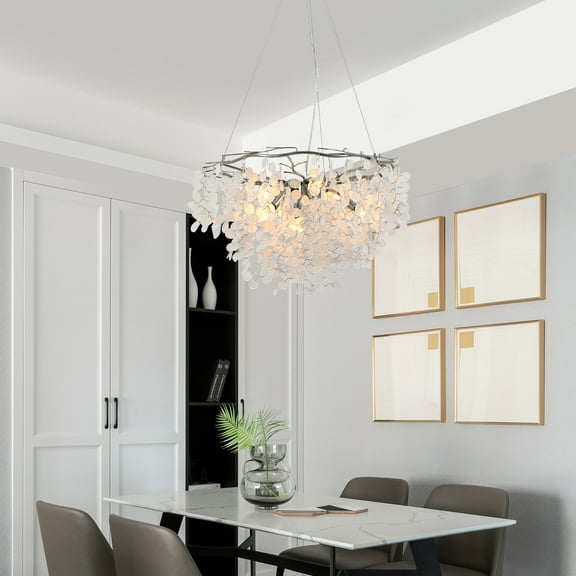 ARC USA Modern 6-Light Chandelier Textured Glass Brushed Nickel Chandeliers