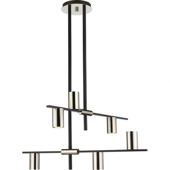 6 Light Chandelier in Architectural Style-16.5 inches Tall and 30 inches Wide-Mate Black/Polished Nickel Finish Bailey Street Home 372-Bel-4652228