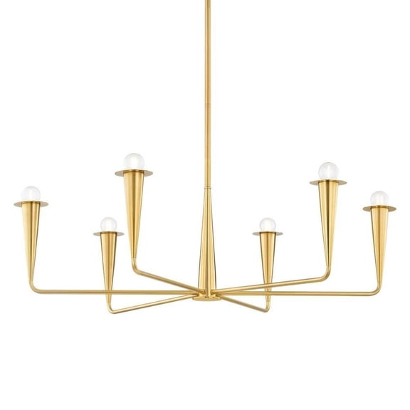 6 Light Chandelier in Modern Style-12 inches Tall and 39.75 inches Wide-Aged Brass Finish Bailey Street Home 735-Bel-5096422
