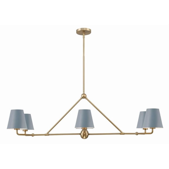 6 Light Chandelier in Modern Style-14.75 inches Tall and 46 inches Wide-Vibrant Gold/Blue Finish Bailey Street Home 49-Bel-5145083