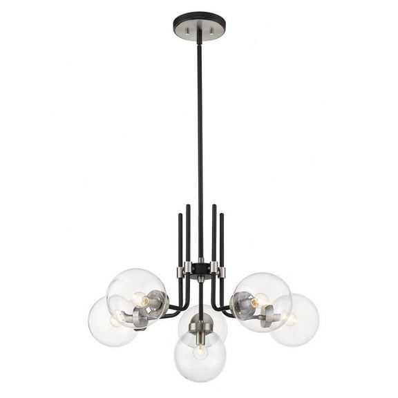 6 Light Chandelier in Retro Style 27 inches Wide By 97.75 inches High-Matte Black/Brushed Nickel Finish Bailey Street Home 372-Bel-4186004