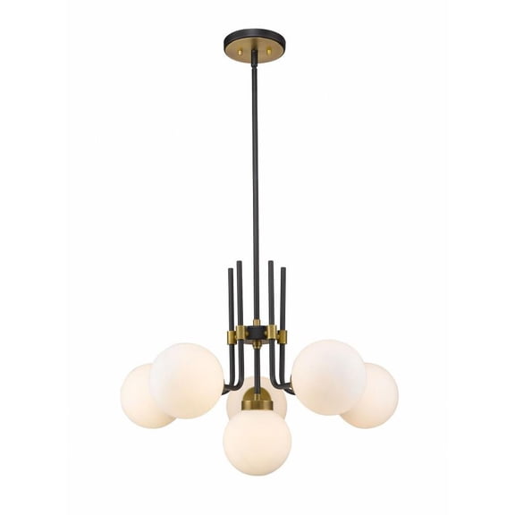 6 Light Chandelier in Retro Style 27 inches Wide By 97.75 inches High-Matte Black/Olde Brass Finish Bailey Street Home 372-Bel-4186005