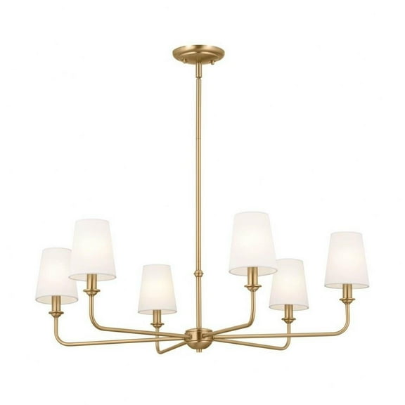6 Light Chandelier in Traditional Style-13.75 inches Tall and 32.25 inches Wide-Brushed Natural Brass Finish Bailey Street Home 147-Bel-4964824