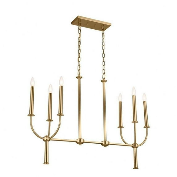 6 Light Chandelier in Traditional Style-28.5 inches Tall and 10 inches Wide-Brushed Natural Brass Finish Bailey Street Home 147-Bel-4964795